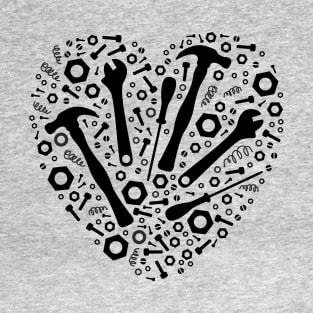 Mechanic Love - Graphic Tools in a Heart T-Shirt